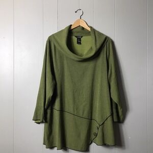 ALI MILES GREEN LAGENLOOK TUNIC COWL NECK RAYON BLEND WOMENS SIZE 2X